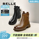百麗（Belle）舒適瘦瘦休閑靴女冬季新款款商場(chǎng)同款羊皮復古靴B7E1DDD5 棕色-單里 36 (230mm)