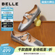 百麗（Belle）復古交叉帶瑪麗鞋女2026春新商場(chǎng)同款真皮小方頭單鞋BGK01AQ6預售 銀色 37 (235mm)