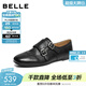 百麗（Belle）時(shí)光漫行復古英倫風(fēng)便士樂(lè )福鞋女26新款牛皮通勤單鞋B3078AM6預售 黑色 37