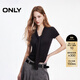 ONLY2026春季新款海軍風(fēng)系帶領(lǐng)口舒適彈力短款T恤女|126101018 H1Z黑色 M