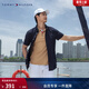 Tommy Hilfiger【舒適府綢】春夏男裝商務(wù)休閑易打理純色短袖襯衣襯衫外套 藏青色FAP L （推薦：150-165斤）