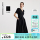 朗姿25醋酸長(cháng)裙子春夏新款法式收腰黑色赫本風(fēng)高級感氣質(zhì)連衣裙女 黑色 M