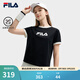 FILA 斐樂(lè )官方女子針織短袖衫夏新款時(shí)尚休閑撞色純棉基礎T恤 正黑色-BK M 165/84A