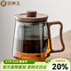 金鑲玉玻璃茶杯 高硼硅耐高溫木把玻璃杯可過(guò)濾茶水分離杯馬克杯茶具 墨色玻璃辦公杯