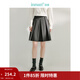 茵曼（INMAN）半身裙女士學(xué)院風(fēng)格雷系百褶短裙女高腰顯瘦灰色 深灰色 M