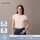 Calvin KleinJeans25夏季女士休閑印花時(shí)尚ck辣妹正肩修身針織短袖T恤上衣