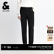 杰克·瓊斯（JACK&JONES）【衣啟贏(yíng)運】秋冬季男裝褲子男士商務(wù)休閑褲磨毛款彈力九分褲 E43純黑色 30 170偏大,建議拍小一碼
