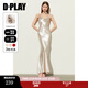 DPLAY2025年秋季新款白色吊帶連衣裙女裝長(cháng)款顯瘦高級感禮服裙子爆款 香檳杏 M