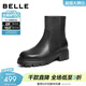 百麗（Belle）極簡(jiǎn)牛皮時(shí)裝靴女冬季新款商場(chǎng)同款厚底增高百搭短靴E8Q1DDZ5 黑色-絨里 36 (230mm)