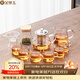 金鑲玉 玻璃茶具套裝 帶過(guò)濾茶水分離茶壺加厚高硼硅玻璃套組茶杯茶葉罐 雅風(fēng)壺茶具套組