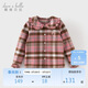 戴維貝拉兒童棉襯衫女童格子襯衣中大童上衣洋氣秋裝