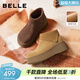 百麗（Belle）復古絨面勃肯鞋女冬季新款商場(chǎng)同款厚底加絨休閑短靴E6F1DDD5 棕色-薄絨 37 (235mm)