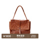 裘真洗水001郵差包女大容量托特包單肩斜挎植鞣牛皮包包 焦糖色-加大號