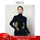 HECO【青衿】新中式國風(fēng)珠片刺繡V領(lǐng)羊毛針織背心女2025秋冬疊穿馬甲 黑色 L