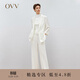 OVV春夏熱賣(mài)女裝三醋酸面料中腰寬松直筒休閑通勤西褲 本白（凈色）10 M