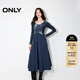 ONLY秋季時(shí)尚潮流拼接圓領(lǐng)中長(cháng)裙連衣裙女|124307022 E40 太空藍色 M (165) 84A