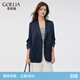 歌莉婭三醋酸七分袖西裝外套女士春季通勤穿搭1C8L6M21B 90U深寶藍 L
