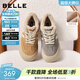 百麗（Belle）撞色厚底板鞋女冬季新款商場(chǎng)同款高幫大頭休閑鞋E6X1DDM5 棕色-毛里 38 (240mm)