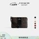 蔻馳（COACH）奧萊女士女包經(jīng)典標志老花條紋圖案角拉鏈腕包卡包手拿包 IM/胡桃木色/黑色