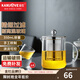 金灶（KAMJOVE） A系列茶道杯飄逸杯耐熱玻璃泡茶壺不銹鋼內膽辦公室茶具花茶壺 A-01+4個(gè)玻璃茶杯 350ml
