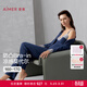 愛(ài)慕（Aimer）25秋睡美人睡衣女抗菌防螨開(kāi)衫帶杯不凸點(diǎn)吊帶九分褲三件套裝 【三件套】鳶尾藍 AM46A851 M 165