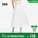 森馬（Semir）半身裙女夏A字白色純色松緊腰長(cháng)裙優(yōu)雅白月光蛋糕裙101325120010