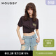 moussy 新品美式復古做舊LOGO寬松短袖T恤010IS290-4771 021淺黑色 均碼