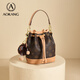 奧康（Aokang）包包女包2026新款復古手提包輕奢水桶斜挎包生日禮物送女友老婆 咖啡色(煤球掛飾)