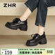 ZHR樂(lè )福鞋女日系jk單鞋子女舒適厚底系帶粗高跟女鞋 AY157 黑色 37 