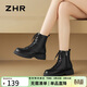 ZHR馬丁靴女秋冬復古英倫風(fēng)靴子女時(shí)尚百搭系帶短靴女 ES08 黑色 37