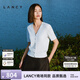 朗姿/LANCY夏季新款時(shí)尚短袖薄款v領(lǐng)針織開(kāi)衫鉆扣精致上衣女 白色 3XL
