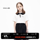 little MO&Co.抑菌 童裝女童小衫娃娃領(lǐng)短袖T恤小女生兒童上衣女孩 本白色 120 120/56
