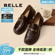 百麗（Belle）元寶樂(lè )福鞋女棕色英倫風(fēng)粗跟小皮鞋舒適通勤單鞋D2S1DCA5預售 咖啡色 37 (235mm)
