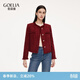 歌莉婭紅色本命年穿搭小香風(fēng)短款外套女2026新款漂亮新年戰袍1F3R6E95A 53R椒紅 M