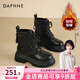 達芙妮厚底馬丁靴女2026秋冬新款英倫風(fēng)短靴女時(shí)尚百搭黑色靴子女瘦瘦靴 百搭黑【主圖加絨款】 36