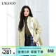 LAGOGO雙面毛呢西裝領(lǐng)大衣女拉谷谷2024年冬季新款中長(cháng)款通勤外套 芥末黃 L