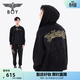 BOY LONDON春季男女同款暗紋印花潮酷朋克連帽開(kāi)衫衛衣外套N06020 黑色 M