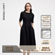 朗姿【精英衣櫥 Basic衣櫥】小香風(fēng)赫本風(fēng)波點(diǎn)小黑裙女收腰高智連衣裙 黑色 XL