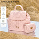CHARLES&KEITH菱格大容量柔軟多用背包書(shū)包雙肩包包女包生日禮物CK2-60151400 粉紅色Pink S