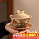 瓷牌茗茶具 仿柴燒三才蓋碗陶瓷泡茶碗家用功夫茶具不燙手泡茶杯 《山里人家》蓋碗