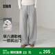 森馬（Semir）商場(chǎng)同款|森柔森馬休閑褲女春木耳邊抽繩中縫衛褲2026新款闊腿褲 中花灰00510 M