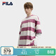 FILA斐樂(lè )官方情侶款針織短袖衫夏季休閑寬松條紋純棉T恤