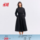 H&M女裝連衣裙2026春季新款高智穿搭通勤翻領(lǐng)襯衫式連身裙1328200 黑色 XL 175/116