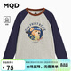 MQD童裝男大童秋季學(xué)院風(fēng)插肩袖小熊休閑圓領(lǐng)T恤 藏青 140