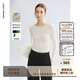 朗姿【精英衣櫥】純羊毛打底毛衣高智上衣秋新款毛針織衫女 本白色一字大圓領(lǐng) M