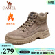 駱駝（CAMEL）戶(hù)外徒步鞋秋冬季復古休閑舒適高幫耐磨馬丁靴工裝鞋男 GE12235358R 卡其色(加絨) 41