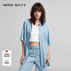 MISS SIXTY牛仔襯衫短袖上衣女復古淺藍顯瘦百搭薄款外搭 淺藍 M