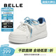 百麗（Belle）百搭小白板鞋女秋季商場(chǎng)同款厚底增高休閑鞋E1S1DCM5 白色/藍 36 (230mm)