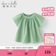 戴維貝拉（DAVE＆BELLA）兒童裙式上衣女童新款短袖打底衫洋氣中大童t恤小女孩夏天衣服 綠色【現貨】 150 cm（建議身高140-150cm）