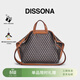 DISSONA迪桑娜折耳包女包幸運錦囊老花單肩包手提包托特【禮物】 棕色 - 大號